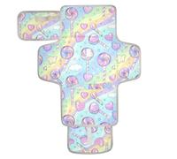 Tapis à langer réutilisable Cane Candy Cartoon Rayures arc-en-ciel avec poche à mouchoirs, tapis à langer portable pour bébé, station de voyage, kit cambiadores de pa?ales para Bebes