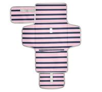 Tapis à langer réutilisable et imperméable à rayures noires et lavandes avec poche en tissu - Matelas à langer de voyage pour bébé