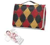 Tapis à langer réutilisable pour bébé avec poche à mouchoirs classique à carreaux dorés et rouges pour nouveau-nés fille et garçon cambiadores de pa?ales para Bebes