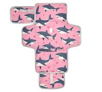 Tapis à langer réutilisable pour bébé avec poche en tissu Happy Valentine dessin animé requin poisson rose sac à langer voyage voyage station kit cambiador de pa?ales para Bebes