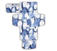 Tapis à langer réutilisable pour bébé avec poche en tissu Motif chats angora turcs Bleu marine
