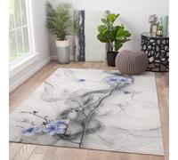 Tapis à Lavage Machine 200x300 Tapis Poil Bas Doux Dossier antidérapant Salon Moderne Magnolia Bleu Chinois Pliant pour Chambre Salle Jeux