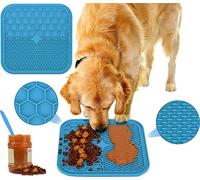 Tapis à lécher anti-stress pour chiens, bleu, silicone, 21x21x1 cm