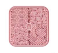 Tapis à lécher en silicone pour chiens et chats, alimentation lente avec ventouse, tapis antidérapant, passe au lave-vaisselle, solution anti-ballonnement pour animaux de compagnie (rose)