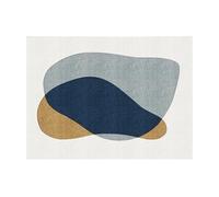 Tapis à motif abstrait 160 x 230 cm - Blanc, bleu et jaune - SANTORELA