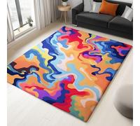Tapis à Motif Abstrait Tourbillon en Spirale Coloré Lignes, Paillasson de Salon, Salle à Manger, Chambre, Cuisine, 120 x 170 cm, Tapis Moelleux Multicolore à Poils Courts, Dessous antidérapant
