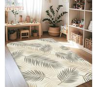 Tapis à motif de feuilles, feuillage tropical moderne, beige, antidérapant, doux, résistant aux taches, pour salon, chambre à coucher, sous table, salle à manger, décoration 1,2 x 1,8 m