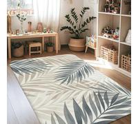Tapis à motif de feuilles, feuillage tropical moderne de palmier, beige, à poils courts en éponge pour salon, chambre à coucher, cuisine, couloir, décoration 1,2 x 1,8 m