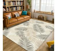 Tapis à motif de feuilles, feuillage tropical moderne de palmier, beige, à poils ras en éponge, esthétique, rectangulaire, tapis de sol pour salon, chambre à coucher, salle de ortoir, 1,5 x