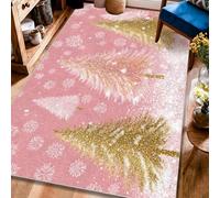 Tapis à motif de sapins, flocons de neige festifs de Noël, pêche, à poils courts pour salon, chambre à coucher, salle de classe, appartement, décoration de 1,2 x 1,8 m