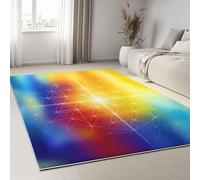 Tapis à Motif Géométrique Mystérieux Fleur De Vie, Paillasson de Salon, Salle à Manger, Chambre, Cuisine, 60 x 110 cm, Tapis Moelleux Multicolore à Poils Courts, Dessous antidérapant