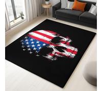 Tapis à Motif Mystère Drapeau Crâne Salon, Noir Fantaisie Antidérapant à Poils Courts Doux Chambre Poil Ras de Sol, Pas de Perte de Poils 80 x 150 cm