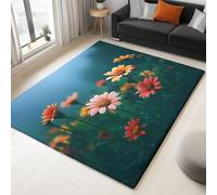 Tapis à Motif Mystère Fleurs Marguerites Salon, Couleur Minimalist Antidérapant à Poils Courts Doux Chambre Poil Ras de Sol, Pas de Perte de Poils 160 x 230 cm