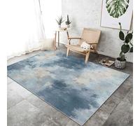 Tapis à Poils Courts 160 x 230 cm, Lavable en Machine Antidérapant Facile à Nettoyer Tapis Flanelle Texture De Camouflage Abstraite Imprimé, pour Chambre Cuisine Salon, Bleu Clair Jaune Clair