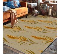Tapis à poils courts avec feuilles naturelles d'automne et tiges d'automne - Ne perd pas ses poils - Pour salon, chambre à coucher, cuisine, couloir, décoration - 1,5 x 2,1 m