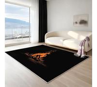 Tapis à poils courts Boho antidérapant - Tapis Salon facile d'entretien doux pour salon, 160 X 230 cm, Tapis de Salon lavable moderne unicolore ou motif, peinture obscurité lumière du feu, Orange