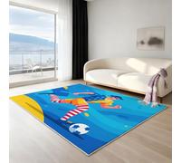 Tapis à Poils Courts Boho antidérapant - Tapis Salon Facile d'entretien Doux pour Salon, 160 X 230 cm, Tapis Lavable Moderne Unicolore ou Motif, Numérique géométrique Science-Fiction, Bleu foncé