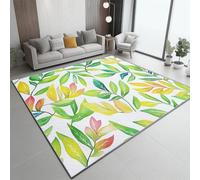 Tapis À Poils Courts Coloré, Aquarelle Feuilles Tropicales Texture Motif imprimé, Dos Caoutchouc antidérapant Carpettes Tapis Multi Usage Lavable pour Maison Salon Chambre Bureau 80 x 150 cm