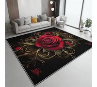 Tapis À Poils Courts Coloré, Élégant Ornemental Roses Textures Motif imprimé, Dos Caoutchouc antidérapant Carpettes Tapis Multi Usage Lavable pour Maison Salon Chambre Bureau Interieurs 120 x 180 cm