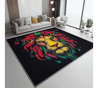 Tapis À Poils Courts Coloré, Gros Plan Animaux Lion Texture Motif imprimé, Dos Caoutchouc antidérapant Carpettes Tapis Multi Usage Lavable pour Maison Salon Chambre Bureau Interieurs 160 x 230 cm