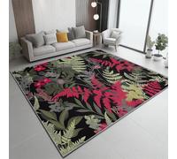 Tapis À Poils Courts Coloré, Gros Plan Fougère Texture Motif imprimé, Dos Caoutchouc antidérapant Carpettes Tapis Multi Usage Lavable pour Maison Salon Chambre Bureau Interieurs 140 x 200 cm