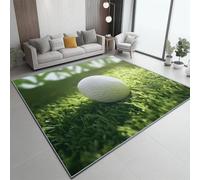 Tapis À Poils Courts Coloré, Gros Plan Herbe Balle de Golf Motif imprimé, Dos Caoutchouc antidérapant Carpettes Tapis Multi Usage Lavable pour Maison Salon Chambre Bureau Interieurs 60 x 90 cm