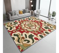 Tapis À Poils Courts Coloré, Oriental Traditionnel Textures Bordures Motif imprimé, Dos Caoutchouc antidérapant Carpettes Tapis Multi Usage Lavable pour Maison Salon Chambre Bureau 160 x 230 cm