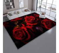 Tapis à Poils Courts Coloré pour Chambre et Salon, Design Gros Plan Texture cinématographique Roses élégant, Antidérapant et Lavable en Machine, Tapis Décoratif pour Entrée et Intérieur 80 x 150 cm