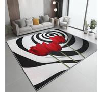 Tapis À Poils Courts Coloré, Simple Élégant Tulipe Tourbillon Motif imprimé, Dos Caoutchouc antidérapant Carpettes Tapis Multi Usage Lavable pour Maison Salon Chambre Bureau Interieurs 80 x 150 cm