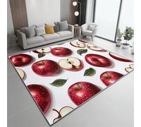 Tapis À Poils Courts Coloré, Simple Gros Plan Pomme Rouge Motif imprimé, Dos Caoutchouc antidérapant Carpettes Tapis Multi Usage Lavable pour Maison Salon Chambre Bureau Interieurs 160 x 230 cm