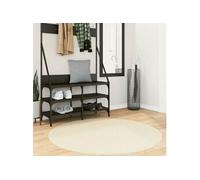Tapis à poils courts doux et lavable crème Ø 120 cm 375048