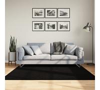 Tapis à Poils Courts Doux et Lavable Moquette Carpette Noir Ø 200 cm vidaXL