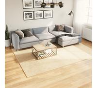 vidaXL Tapis à Poils Courts Doux et Lavable, Moquette de Sol, Tapis de Zone, Carpette de Salon Salle de Séjour Chambre, Moderne, Crème 60x110 cm