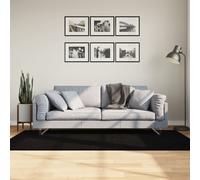 vidaXL Tapis à poils courts doux et lavable – Moderne, Noir Ø 160 cm