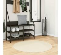 vidaXL Tapis à Poils Courts Doux et Lavable, Moquette de Sol, Tapis de Zone, Carpette de Salon Salle de Séjour Chambre, Moderne, Crème Ø 100 cm