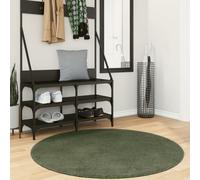 Tapis à Poils Courts Doux et Lavable Moquette Salon Vert Forêt Ø 120 cm vidaXL