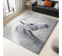 Tapis à poils courts doux, imprimé portrait d'animaux, thème cheval, gris, lavable, ne peluche pas, pour salon, chambre, cuisine, couloir, bureau, 80 x 150 cm