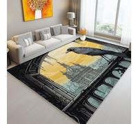 Tapis à Poils Courts Et Lavables, Style Gothique Architecture Ancienne Oiseaux Tapi Pour Salon Chambre à Coucher Salle à Manger Chambre D'Enfant Salon D'IntéRieur Et De Bureau Noir 80 x 150 cm