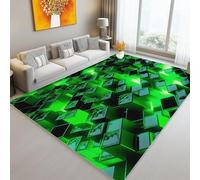Tapis à Poils Courts Et Lavables, Technologie Du Futur Effets Lumineux Néon Tapi Pour Salon Chambre à Coucher Salle à Manger Chambre D'Enfant Salon D'IntéRieur Et De Bureau Vert Fluo 60 x 90 cm
