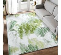 Tapis À Poils Courts Lavable 180 x 240 cm Forêt Verte Tapis Salon, Dessin Au Crayon Doux Antidérapant Moquette pour Entrée Intérieur Chambre Cuisine Chambre d'enfant