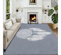 Tapis À Poils Courts Lavable 80 x 150 cm Attrape-Rêves en Dentelle Blanche Tapis Salon, Bohème Doux Antidérapant Moquette pour Entrée Intérieur Chambre Cuisine Chambre d'enfant