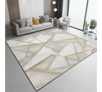 Tapis À Poils Courts Or Abricot, Géométrique Marbre Lignes Motif imprimé, Dos Caoutchouc antidérapant Carpettes Tapis Multi Usage Lavable pour Maison Salon Chambre Bureau Interieurs 140 x 200 cm