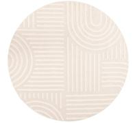 Tapis à poils courts, rond, pour salon, bohème, géométrique, blanc, diamètre : 160 cm (rond) - Tapis moderne super doux