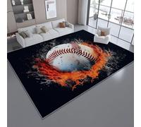 Tapis à Poils Courts Ultra Doux, Coloré Flanelle Douce Tapis pour Salon Chambre Couloir, Éléments Sportifs Science-Fiction Baseball Motifs, Décoration Intérieure 160 x 230 cm