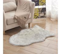 Tapis à poils longs 60x90cm Tapis à poils longs en fourrure synthétique Tapis lavable 6cm de long Tapis doux pour chaises Canapé Salon Chambre à coucher, Blanc-1