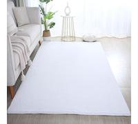 Tapis à Poils Longs, Couleur Blanc, Unicolor - Monochrome, 112167, Tapis Rectangle, Tapis Salon-Salle à Manger ou Chambre, 160 x 230 cm