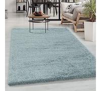 Tapis à Poils Longs, Couleur Bleu, Unicolor - Monochrome, 107569, Tapis Rectangle, Tapis Salon-Salle à Manger ou Chambre, 160 x 230 cm