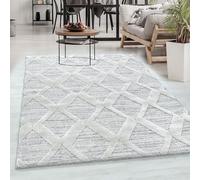 Tapis à Poils Longs, Couleur Gris, Conception bohème, 107225, Tapis Rectangle, Tapis Salon-Salle à Manger ou Chambre, 160 x 230 cm