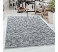 Tapis à Poils Longs, Couleur Gris, Conception géométrique, 107211, Tapis Rectangle, Tapis Salon-Salle à Manger ou Chambre, 160 x 230 cm