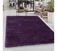 Tapis à Poils Longs, Couleur Violette, Unicolor - Monochrome, 107621, Tapis Rectangle, Tapis Salon-Salle à Manger ou Chambre, 160 x 230 cm